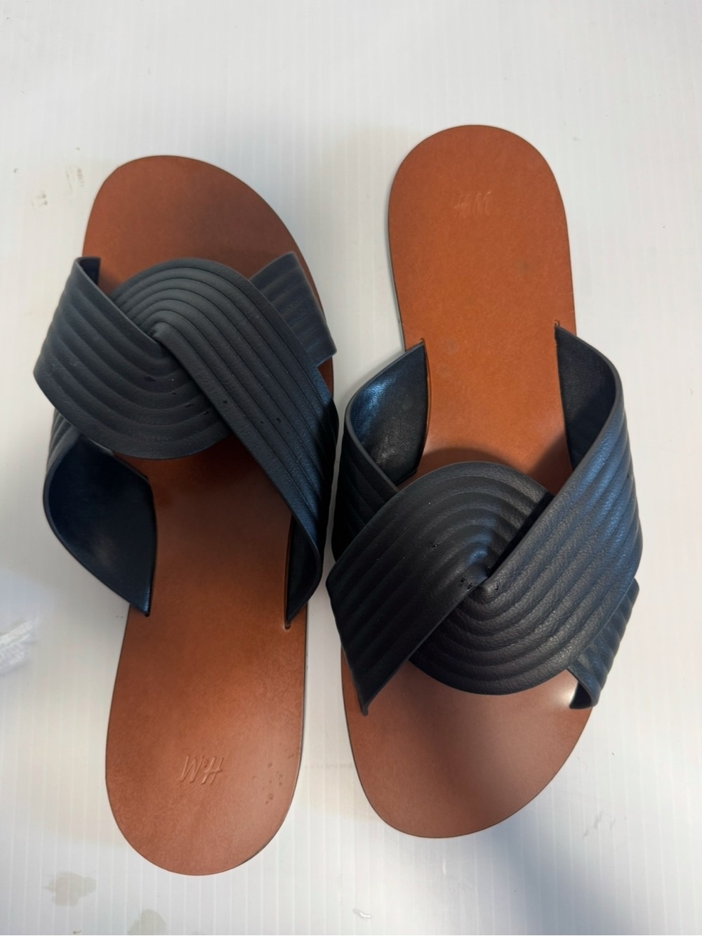 H&M Woven Crossband Slide Sandals - Black and Brown